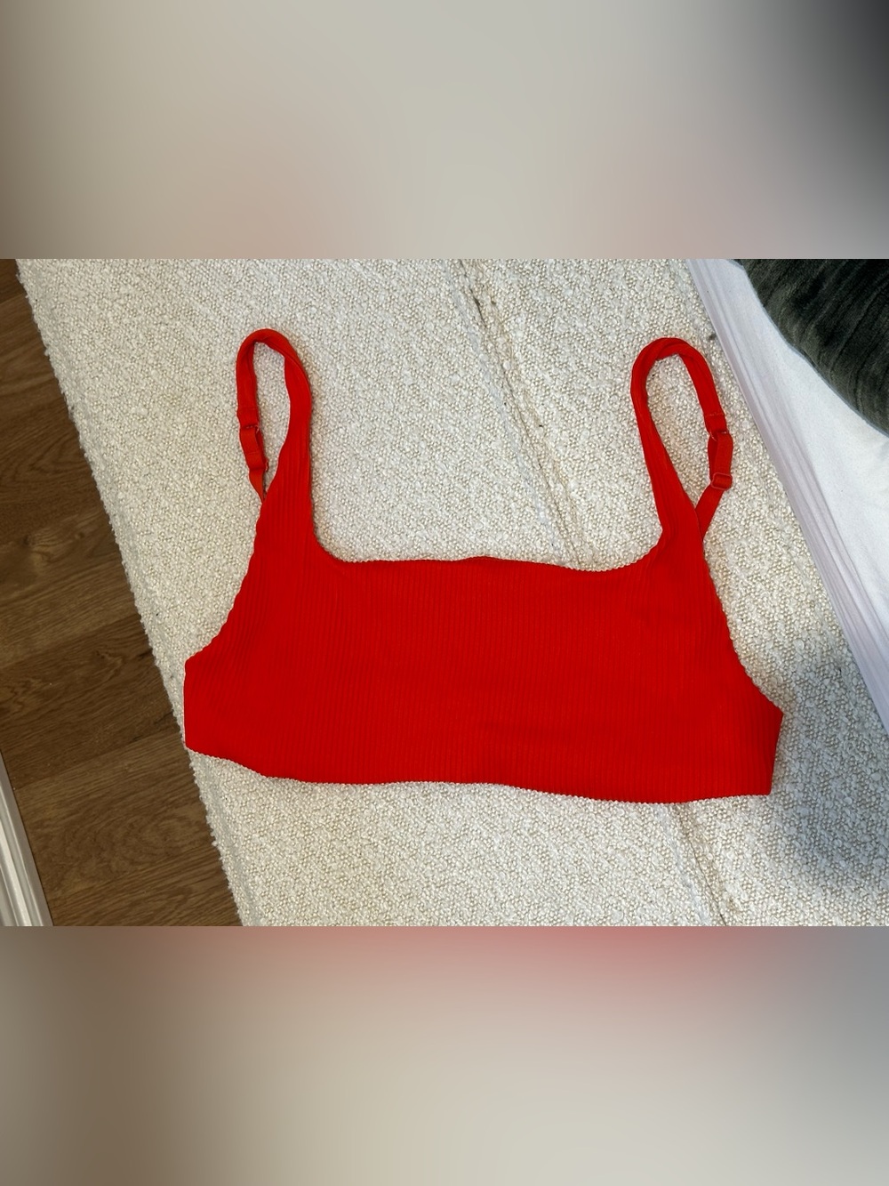 COS Red Ribbed Square-Neck Bikini Top - Picture 3 of 4